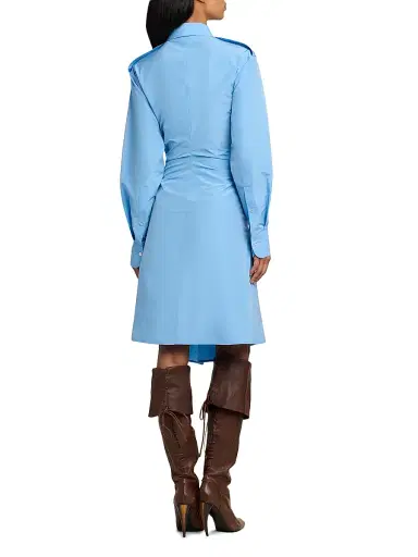 McQueen Women's Deconstructed Cotton-Blend Shirtdress - Sky Blue | Thumbnail 5 McQueen Women's Deconstructed Cotton-Blend Shirtdress - Sky Blue | Thumbnail 5