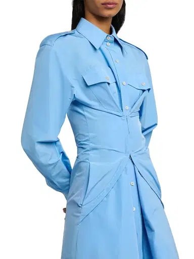 McQueen Women's Deconstructed Cotton-Blend Shirtdress - Sky Blue | Thumbnail 6 McQueen Women's Deconstructed Cotton-Blend Shirtdress - Sky Blue | Thumbnail 6