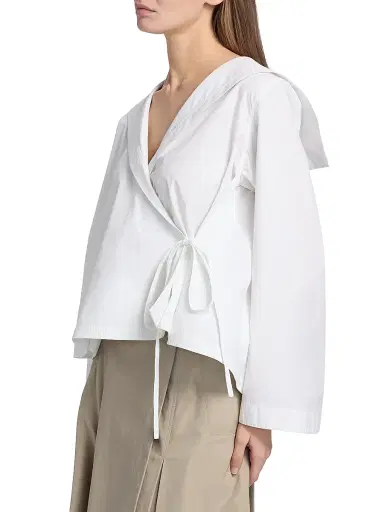 3.1 Phillip Lim Women's Sailor Cotton Wrap Shirt - White | Thumbnail 4 3.1 Phillip Lim Women's Sailor Cotton Wrap Shirt - White | Thumbnail 4