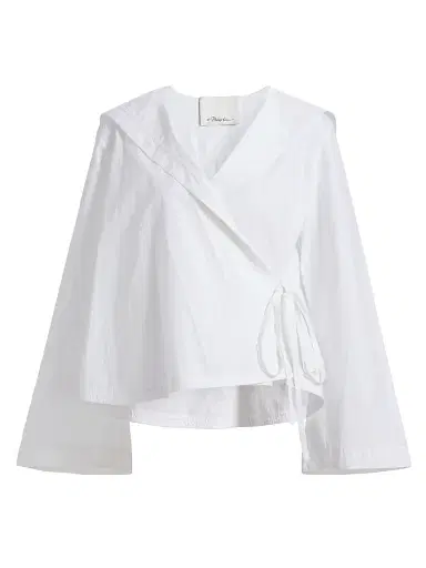 3.1 Phillip Lim Women's Sailor Cotton Wrap Shirt - White | Thumbnail 1 3.1 Phillip Lim Women's Sailor Cotton Wrap Shirt - White | Thumbnail 1