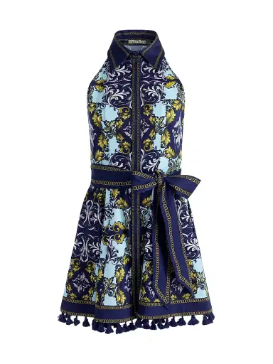 ALICE + OLIVIA Women's Lucy Sleeveless Mini-Shirtdress - Antique Scroll | Thumbnail 1 ALICE + OLIVIA Women's Lucy Sleeveless Mini-Shirtdress - Antique Scroll | Thumbnail 1
