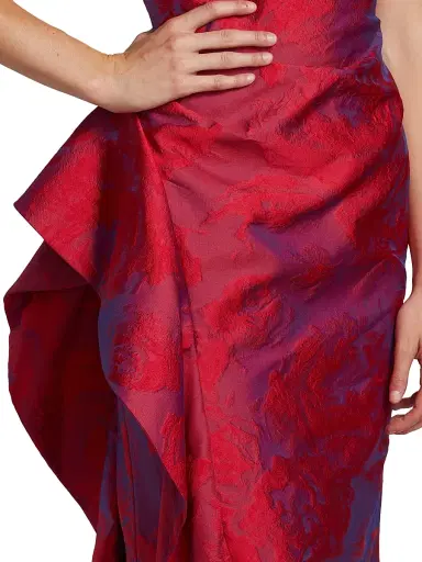 Teri Jon by Rickie Freeman Women's Jacquard One-Shoulder Ruched Gown - Fuchsia Red - Size 16 | Thumbnail 6 Teri Jon by Rickie Freeman Women's Jacquard One-Shoulder Ruched Gown - Fuchsia Red - Size 16 | Thumbnail 6