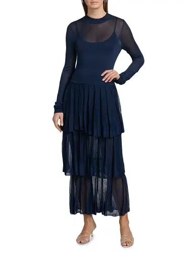 Et Ochs Women's Anslie Knit Tiered Midi-Dress - Midnight | Thumbnail 2 Et Ochs Women's Anslie Knit Tiered Midi-Dress - Midnight | Thumbnail 2