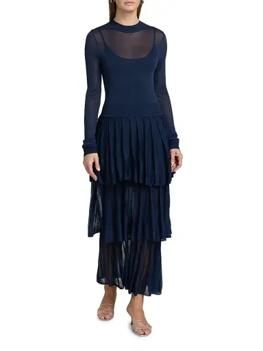 Et Ochs Women's Anslie Knit Tiered Midi-Dress - Midnight | Thumbnail 3 Et Ochs Women's Anslie Knit Tiered Midi-Dress - Midnight | Thumbnail 3