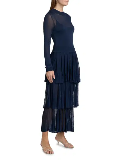 Et Ochs Women's Anslie Knit Tiered Midi-Dress - Midnight | Thumbnail 4 Et Ochs Women's Anslie Knit Tiered Midi-Dress - Midnight | Thumbnail 4