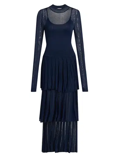 Et Ochs Women's Anslie Knit Tiered Midi-Dress - Midnight | Thumbnail 1 Et Ochs Women's Anslie Knit Tiered Midi-Dress - Midnight | Thumbnail 1