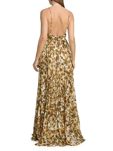 Et Ochs Women's Micah Abstract Chiffon Pleated Gown - Golden Multi | Thumbnail 5 Et Ochs Women's Micah Abstract Chiffon Pleated Gown - Golden Multi | Thumbnail 5