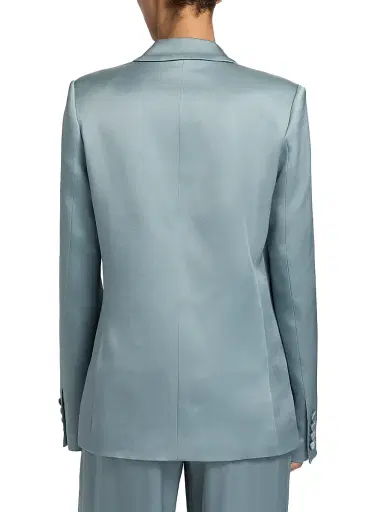 Lapointe Women's Satin Double-Breasted Blazer - Light Slate - Size 12 | Thumbnail 5 Lapointe Women's Satin Double-Breasted Blazer - Light Slate - Size 12 | Thumbnail 5
