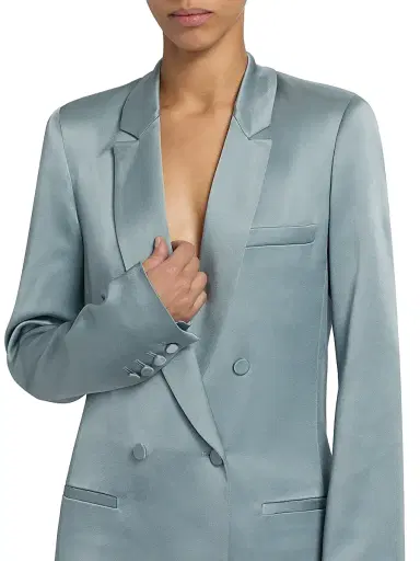 Lapointe Women's Satin Double-Breasted Blazer - Light Slate - Size 12 | Thumbnail 6 Lapointe Women's Satin Double-Breasted Blazer - Light Slate - Size 12 | Thumbnail 6