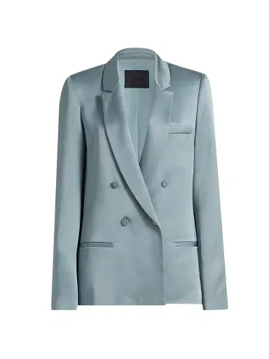 Lapointe Women's Satin Double-Breasted Blazer - Light Slate - Size 12 | Thumbnail 1 Lapointe Women's Satin Double-Breasted Blazer - Light Slate - Size 12 | Thumbnail 1