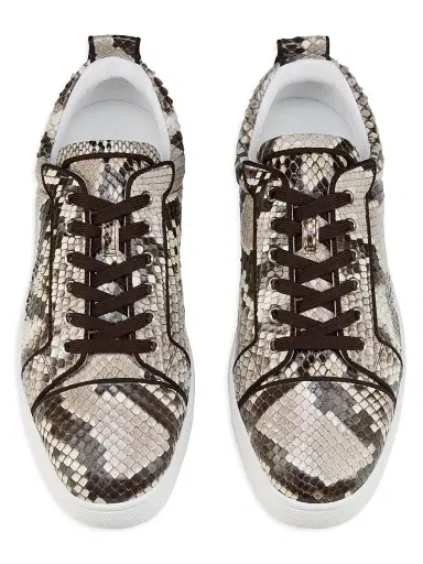 Christian Louboutin Men's Louis Junior Python Leather Sneakers - Roccia | Thumbnail 4 Christian Louboutin Men's Louis Junior Python Leather Sneakers - Roccia | Thumbnail 4