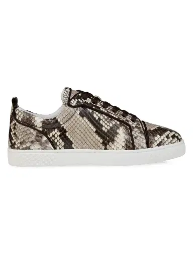 Christian Louboutin Men's Louis Junior Python Leather Sneakers - Roccia | Thumbnail 1 Christian Louboutin Men's Louis Junior Python Leather Sneakers - Roccia | Thumbnail 1