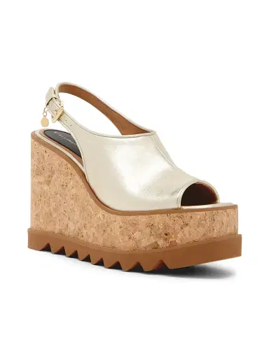 Stella McCartney Women's Sneakelyse 120MM Metallic Leather Platform Slingback Sandals - Pale Gold | Thumbnail 2 Stella McCartney Women's Sneakelyse 120MM Metallic Leather Platform Slingback Sandals - Pale Gold | Thumbnail 2
