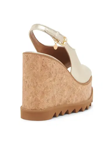 Stella McCartney Women's Sneakelyse 120MM Metallic Leather Platform Slingback Sandals - Pale Gold | Thumbnail 3 Stella McCartney Women's Sneakelyse 120MM Metallic Leather Platform Slingback Sandals - Pale Gold | Thumbnail 3