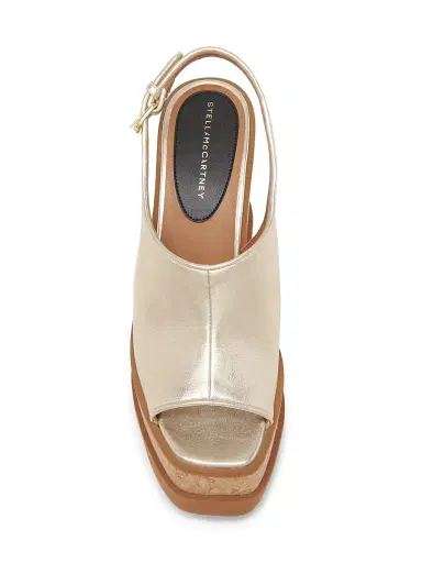 Stella McCartney Women's Sneakelyse 120MM Metallic Leather Platform Slingback Sandals - Pale Gold | Thumbnail 4 Stella McCartney Women's Sneakelyse 120MM Metallic Leather Platform Slingback Sandals - Pale Gold | Thumbnail 4