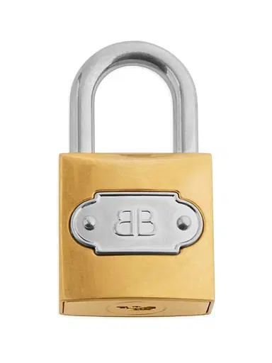 Balenciaga Women's BB Padlock Charm Keychain - Gold Silver | Thumbnail 1 Balenciaga Women's BB Padlock Charm Keychain - Gold Silver | Thumbnail 1
