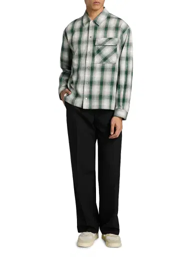 Represent Men's Plaid Waffle Cotton Flannel Shirt - Dark Green - Size XXL | Thumbnail 2 Represent Men's Plaid Waffle Cotton Flannel Shirt - Dark Green - Size XXL | Thumbnail 2