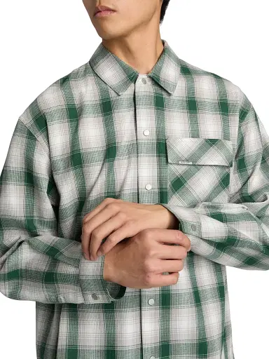 Represent Men's Plaid Waffle Cotton Flannel Shirt - Dark Green - Size XXL | Thumbnail 6 Represent Men's Plaid Waffle Cotton Flannel Shirt - Dark Green - Size XXL | Thumbnail 6