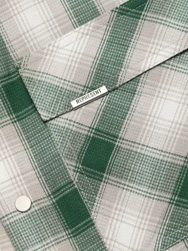 Represent Men's Plaid Waffle Cotton Flannel Shirt - Dark Green - Size XXL | Thumbnail 7 Represent Men's Plaid Waffle Cotton Flannel Shirt - Dark Green - Size XXL | Thumbnail 7