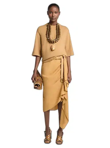 Michael Kors Collection Viscose and Linen Cascade Skirt in Natural | Thumbnail 1 Michael Kors Collection Viscose and Linen Cascade Skirt in Natural | Thumbnail 1