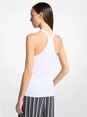 Michael Kors Collection Ribbed Superfine Linen and Cotton Tank Top | Thumbnail 3 Michael Kors Collection Ribbed Superfine Linen and Cotton Tank Top | Thumbnail 3