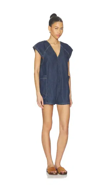 Free People x We The Free Free Fall Denim Romper | Thumbnail 2 Free People x We The Free Free Fall Denim Romper | Thumbnail 2