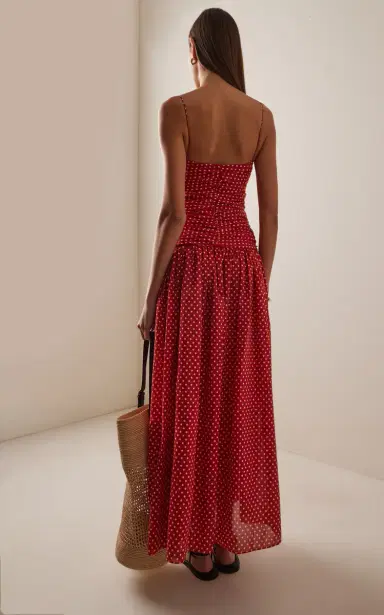 Matteau Gathered Polka-Dot Cotton-Silk Drop-Waist Midi Dress | Thumbnail 4 Matteau Gathered Polka-Dot Cotton-Silk Drop-Waist Midi Dress | Thumbnail 4