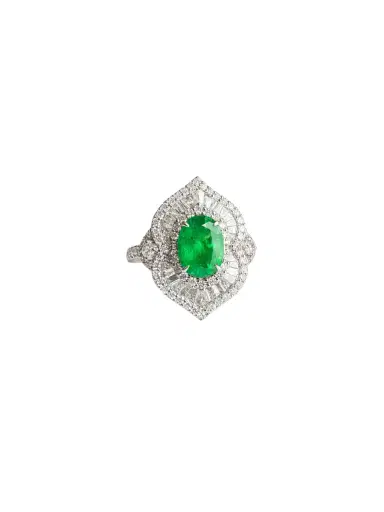 Wish Fine Jewelry 3.73 Diamond Emerald 18K Gold Statement Ring | Thumbnail 1 Wish Fine Jewelry 3.73 Diamond Emerald 18K Gold Statement Ring | Thumbnail 1
