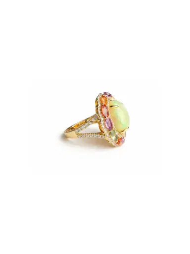 Wish Fine Jewelry 9.59ct Diamond Opal Sapphire 14K Gold Cocktail Ring | Thumbnail 2 Wish Fine Jewelry 9.59ct Diamond Opal Sapphire 14K Gold Cocktail Ring | Thumbnail 2