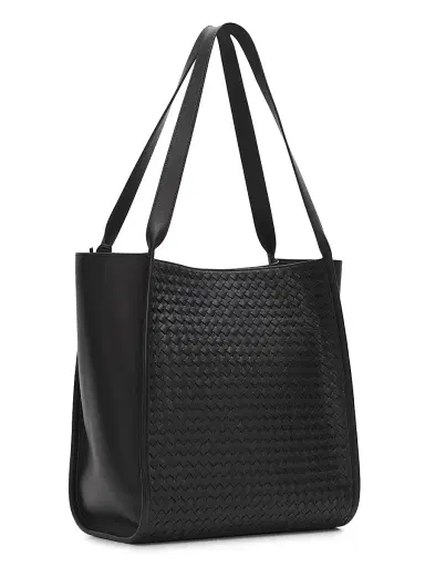 Bottega Veneta Men's Corriere Intrecciato Leather Tote Bag - Black Silver | Thumbnail 3 Bottega Veneta Men's Corriere Intrecciato Leather Tote Bag - Black Silver | Thumbnail 3