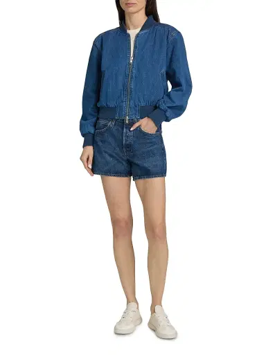 Hudson Jeans Women's Denim Bomber Jacket | Thumbnail 2 Hudson Jeans Women's Denim Bomber Jacket | Thumbnail 2
