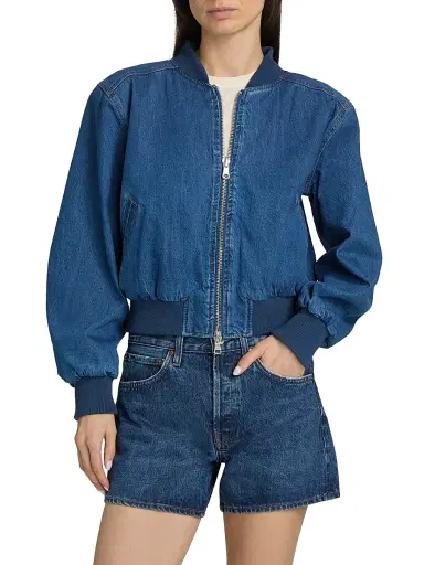 Hudson Jeans Women's Denim Bomber Jacket | Thumbnail 3 Hudson Jeans Women's Denim Bomber Jacket | Thumbnail 3