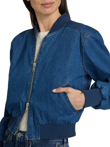 Hudson Jeans Women's Denim Bomber Jacket | Thumbnail 6 Hudson Jeans Women's Denim Bomber Jacket | Thumbnail 6
