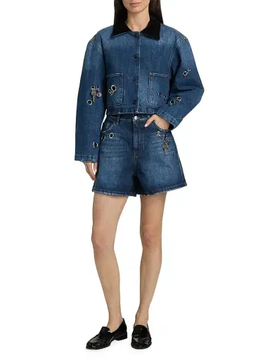 Marc Jacobs Women's Grommet Denim Shorts - Medium Wash Indigo - Size 24 | Thumbnail 2 Marc Jacobs Women's Grommet Denim Shorts - Medium Wash Indigo - Size 24 | Thumbnail 2
