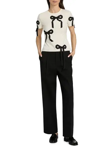 Marc Jacobs Women's Bow Shrunken T-Shirt - Ivory Black - Size XS | Thumbnail 2 Marc Jacobs Women's Bow Shrunken T-Shirt - Ivory Black - Size XS | Thumbnail 2