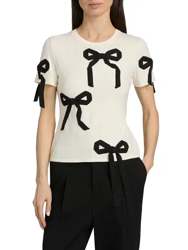 Marc Jacobs Women's Bow Shrunken T-Shirt - Ivory Black - Size XS | Thumbnail 3 Marc Jacobs Women's Bow Shrunken T-Shirt - Ivory Black - Size XS | Thumbnail 3