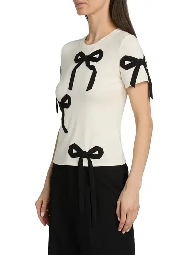 Marc Jacobs Women's Bow Shrunken T-Shirt - Ivory Black - Size XS | Thumbnail 4 Marc Jacobs Women's Bow Shrunken T-Shirt - Ivory Black - Size XS | Thumbnail 4