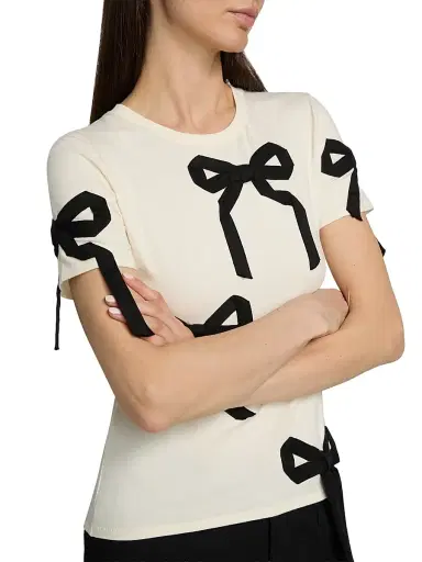Marc Jacobs Women's Bow Shrunken T-Shirt - Ivory Black - Size XS | Thumbnail 6 Marc Jacobs Women's Bow Shrunken T-Shirt - Ivory Black - Size XS | Thumbnail 6