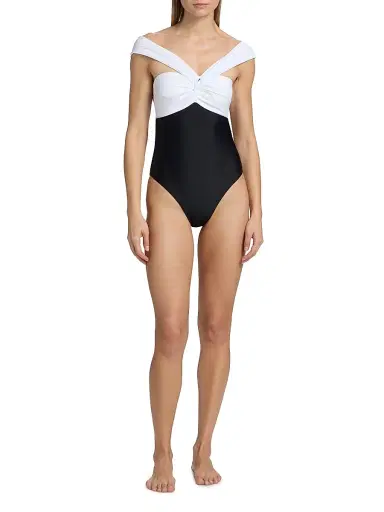 Milly Women's Betsy Colorblocked One-Piece Swimsuit - White Black | Thumbnail 2 Milly Women's Betsy Colorblocked One-Piece Swimsuit - White Black | Thumbnail 2
