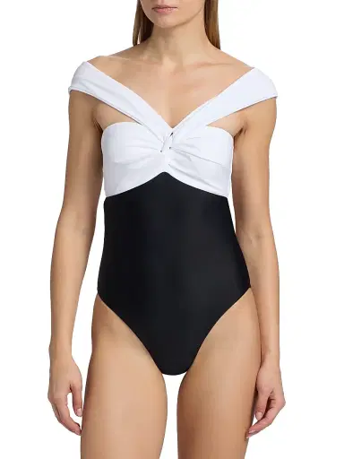 Milly Women's Betsy Colorblocked One-Piece Swimsuit - White Black | Thumbnail 3 Milly Women's Betsy Colorblocked One-Piece Swimsuit - White Black | Thumbnail 3