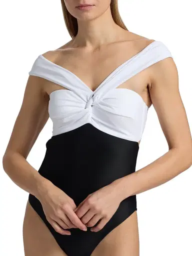 Milly Women's Betsy Colorblocked One-Piece Swimsuit - White Black | Thumbnail 5 Milly Women's Betsy Colorblocked One-Piece Swimsuit - White Black | Thumbnail 5