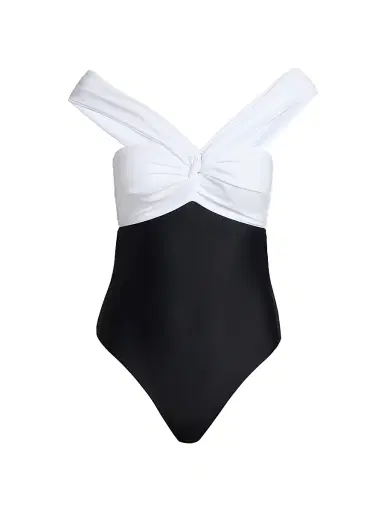 Milly Women's Betsy Colorblocked One-Piece Swimsuit - White Black | Thumbnail 1 Milly Women's Betsy Colorblocked One-Piece Swimsuit - White Black | Thumbnail 1