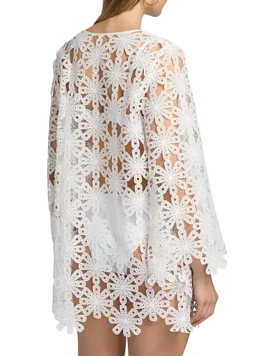 Milly Women's Viara Lace Cover-Up Minidress - White | Thumbnail 4 Milly Women's Viara Lace Cover-Up Minidress - White | Thumbnail 4