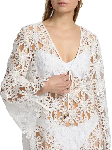 Milly Women's Viara Lace Cover-Up Minidress - White | Thumbnail 5 Milly Women's Viara Lace Cover-Up Minidress - White | Thumbnail 5