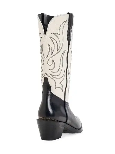Partlow Women's Rowan 55MM Embroidered Leather Boots - Nero Ecru - Size 10.5 | Thumbnail 3 Partlow Women's Rowan 55MM Embroidered Leather Boots - Nero Ecru - Size 10.5 | Thumbnail 3