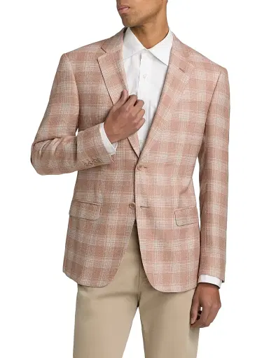 Emporio Armani Men's Plaid Wool Sport Coat - Chevron Fantasia | Thumbnail 3 Emporio Armani Men's Plaid Wool Sport Coat - Chevron Fantasia | Thumbnail 3