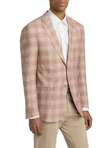 Emporio Armani Men's Plaid Wool Sport Coat - Chevron Fantasia | Thumbnail 4 Emporio Armani Men's Plaid Wool Sport Coat - Chevron Fantasia | Thumbnail 4