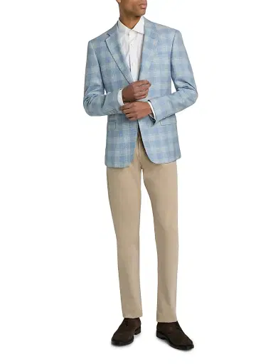 Emporio Armani Men's Plaid Wool Sport Coat - Azzurro Check | Thumbnail 2 Emporio Armani Men's Plaid Wool Sport Coat - Azzurro Check | Thumbnail 2