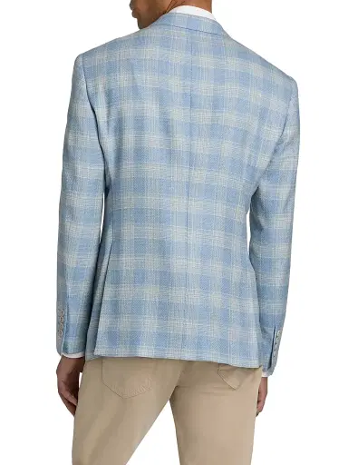 Emporio Armani Men's Plaid Wool Sport Coat - Azzurro Check | Thumbnail 5 Emporio Armani Men's Plaid Wool Sport Coat - Azzurro Check | Thumbnail 5