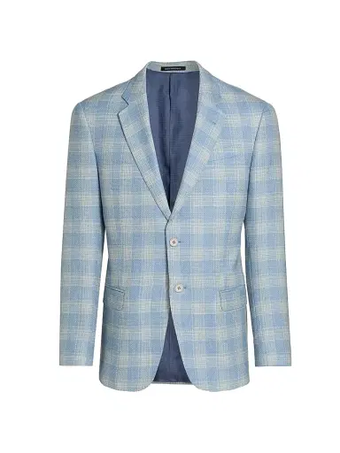 Emporio Armani Men's Plaid Wool Sport Coat - Azzurro Check | Thumbnail 1 Emporio Armani Men's Plaid Wool Sport Coat - Azzurro Check | Thumbnail 1